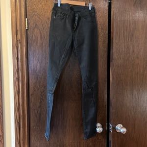 7 for All Man Kind Skinny Black Waxed Jeans